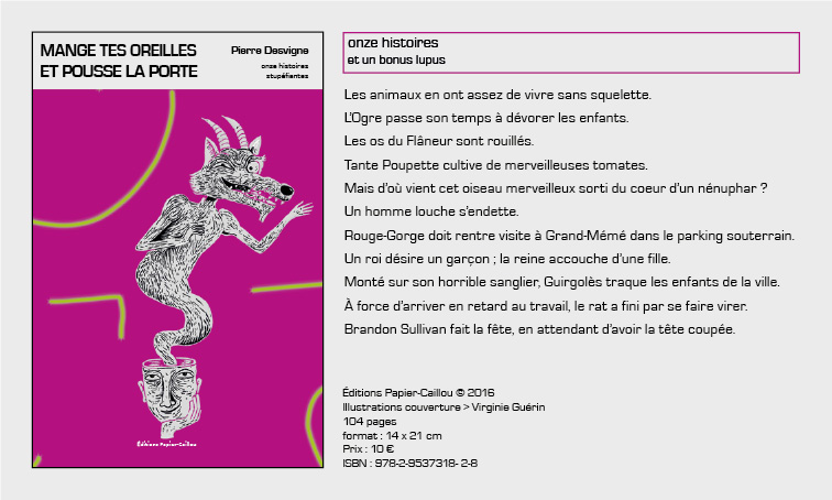 Visuel et description du livre Mange tes oreilles et pousse la porte.